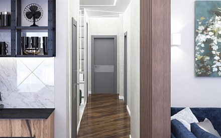 Дизайн интерьера коридора в четырёхкомнатной квартире 96 кв.м в стиле лофт12