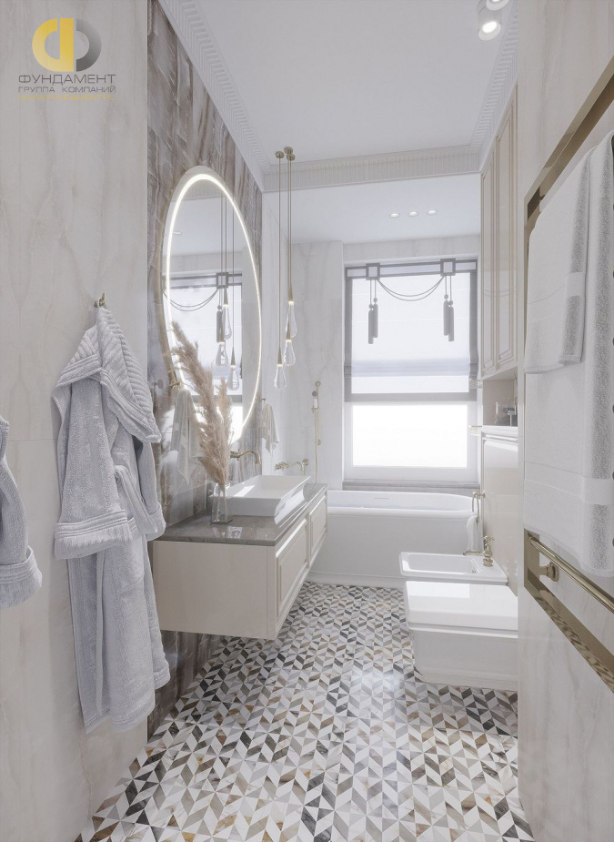 Дизайн интерьера ванной в 4-комнатной квартире 120 кв. м в стиле эклектика 33