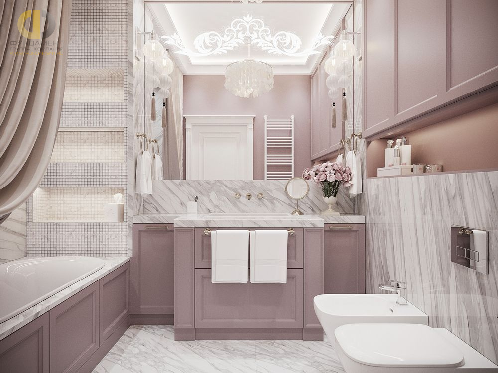Дизайн интерьера ванной в четырёхкомнатной квартире 101 кв.м в стиле неоклассика2