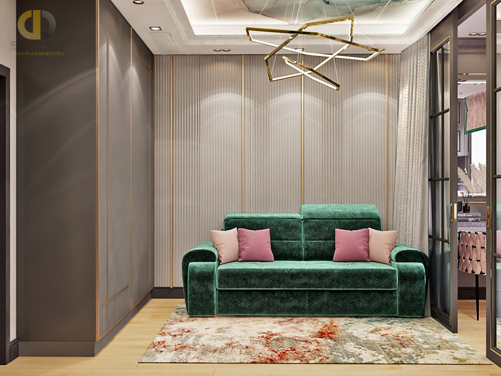 Спальня в стиле дизайна эклектика по адресу г. Москва, улица 2-я Тверская-Ямская, дом 54, 2021 года