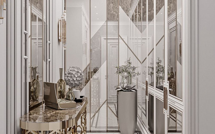 Дизайн интерьера коридора в четырёхкомнатной квартире 148 кв.м в стиле ар-деко с элементами неоклассики7