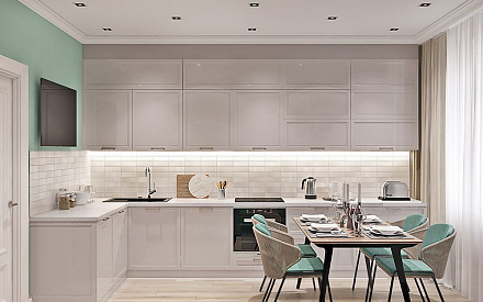 Дизайн интерьера кухни в трехкомнатной квартире 71 кв.м в стиле эклектика24