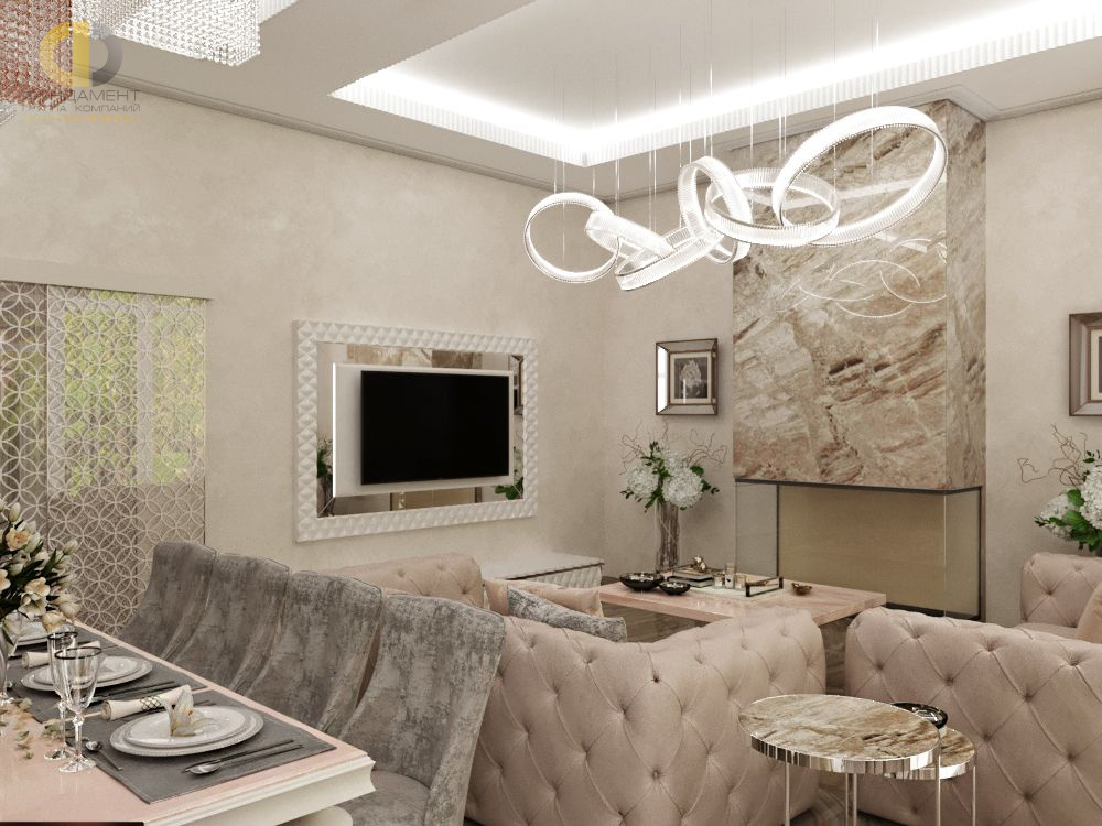 Дизайн интерьера гостиной в доме 278 кв.м в стиле ар-деко18