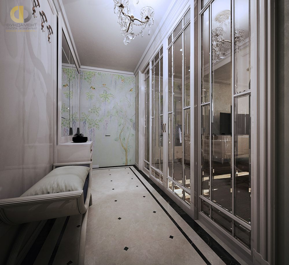 Дизайн интерьера коридора в двухкомнатной квартире 61 кв.м в классическом стиле