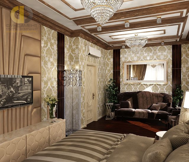 Спальня в стиле дизайна арт-деко (ар-деко) по адресу г. Москва, ул. Северное Чертаново, д. 1, корп. 1А, 2017 года