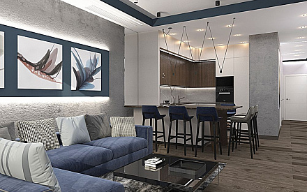Дизайн интерьера гостиной в четырёхкомнатной квартире 107 кв.м в современном стиле5