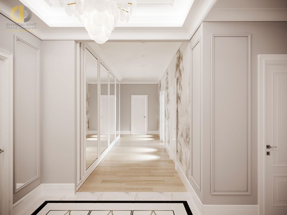 Дизайн интерьера коридора в четырёхкомнатной квартире 101 кв.м в стиле неоклассика6