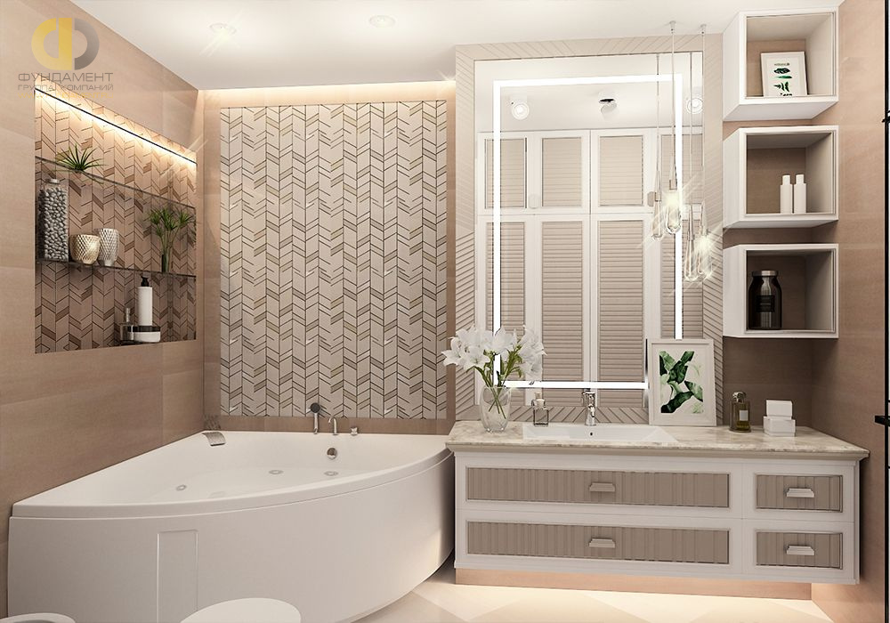 Дизайн интерьера ванной в пятикомнатной квартире 108 кв. м в современном стиле 12