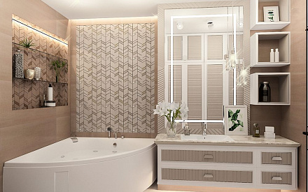 Дизайн интерьера ванной в пятикомнатной квартире 108 кв. м в современном стиле 12