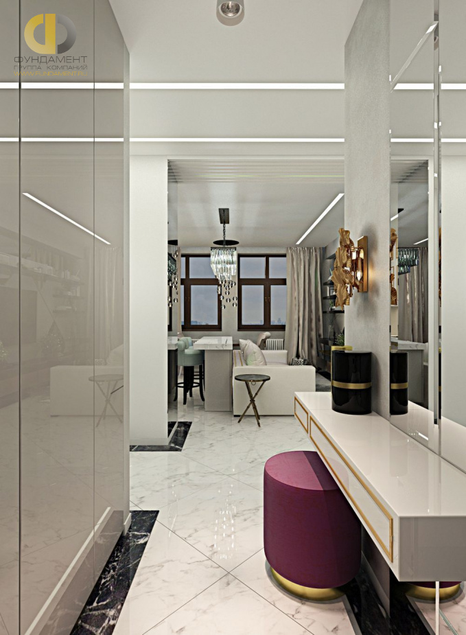 Дизайн интерьера коридора в трёхкомнатной квартире 95 кв.м в стиле ар-деко9