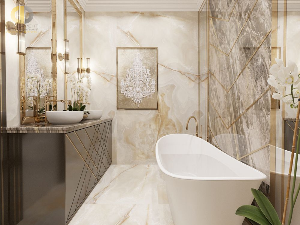 Дизайн интерьера ванной в 3-комнатной квартире 92 кв. м в стиле эклектика 20