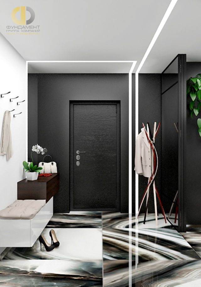 Дизайн коридора в черном цвете - фото