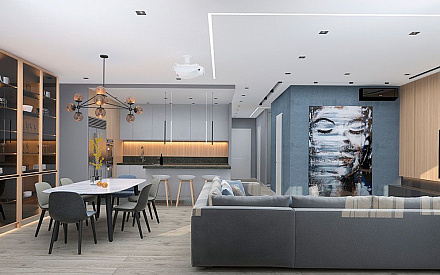 Дизайн интерьера гостиной в трёхкомнатной квартире 123 кв.м в современном стиле13