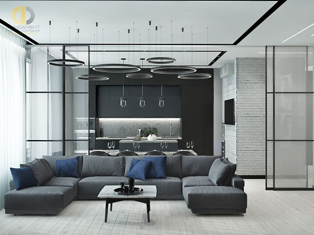 Современный дизайн квартиры со стеклянной перегородкой