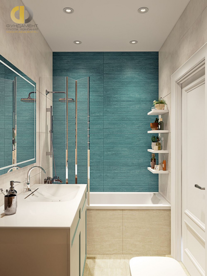 Дизайн интерьера ванной в трехкомнатной квартире 71 кв.м в стиле эклектика1