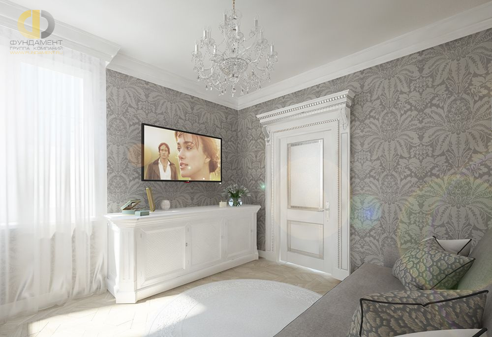 Спальня в стиле дизайна классицизм по адресу г. Москва, набережная Академика Туполева, д. 15, 2018 года