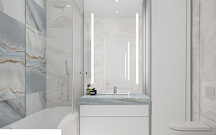 Дизайн интерьера ванной в трёхкомнатной квартире 89 кв.м в стиле ар-деко