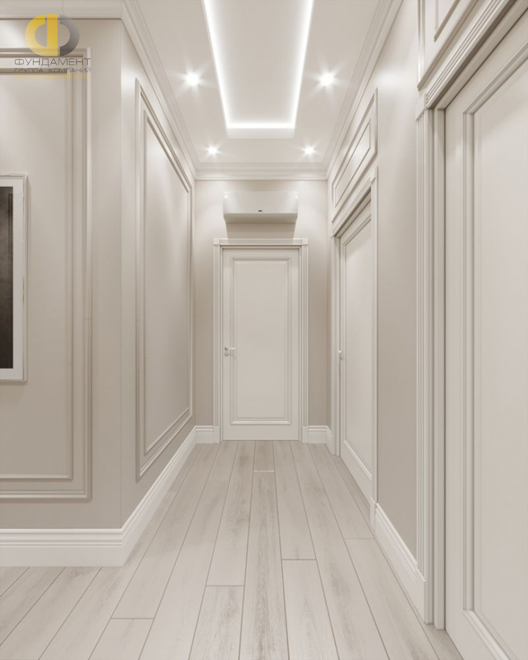 Дизайн интерьера коридора в четырёхкомнатной квартире 134 кв.м в стиле современная классика22