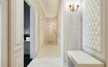 Дизайн интерьера коридора в трёхкомнатной квартире 102 кв.м в стиле современная классика3