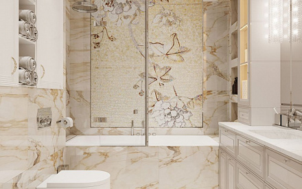 Дизайн интерьера ванной в четырёхкомнатной квартире 132 кв.м в классическом стиле4