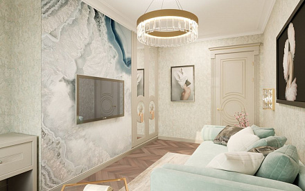 Дизайн интерьера спальни в четырёхкомнатной квартире 89 кв.м в стиле современная классика8