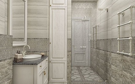 Дизайн интерьера ванной в 4-комнатной квартире 175 кв.м в стиле неоклассика