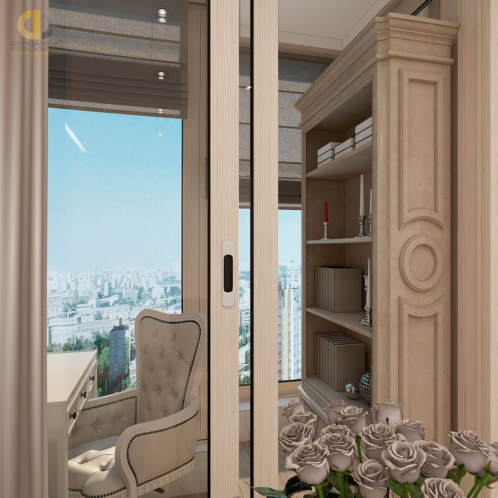 Дизайн балкона в шоколадном цвете - фото