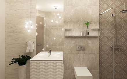 Дизайн интерьера ванной в 4-комнатной квартире 144 кв. м в современном стиле
