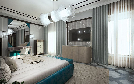 Дизайн интерьера гостиной в четырехкомнатной квартире 276 кв.м в стиле ар-деко