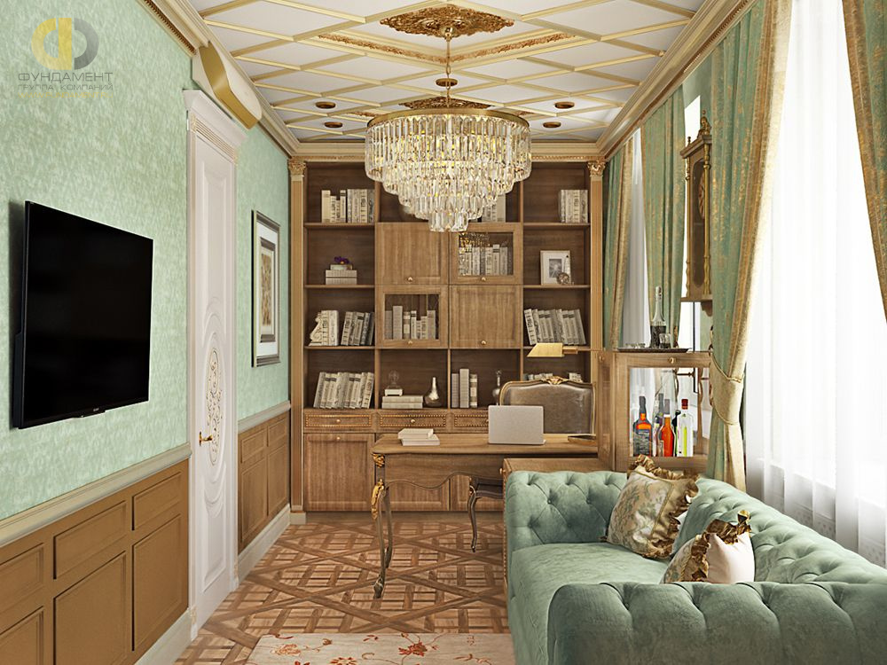 Интерьер кабинета в квартире в классическом стиле