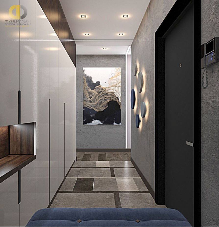 Дизайн интерьера коридора в четырёхкомнатной квартире 107 кв.м в современном стиле6