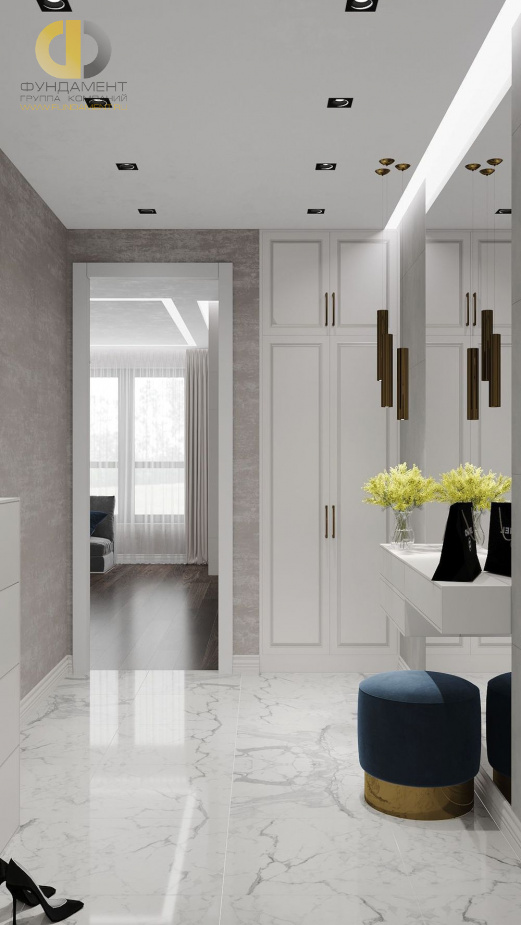 Дизайн интерьера коридора в трёхкомнатной квартире 78 кв.м в стиле ар-деко10
