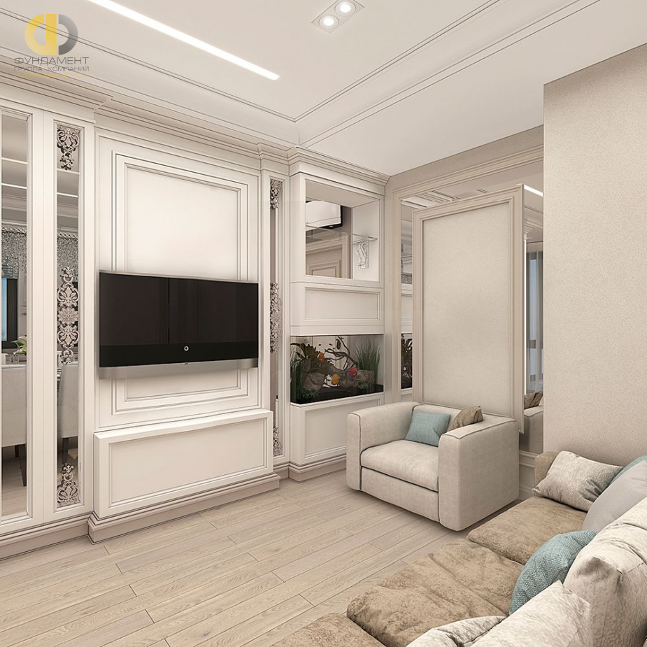 Дизайн интерьера гостиной в трёхкомнатной квартире 107 кв.м в стиле неоклассика17