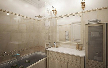 Неоклассика в интерьере ванной в четырехкомнатной квартире 150 кв. м