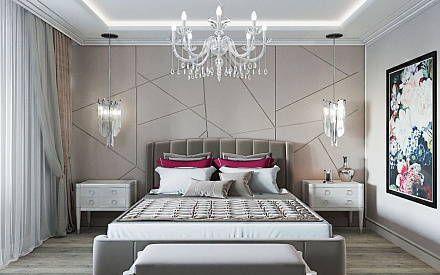 Дизайн интерьера спальни в двухкомнатной квартире 81 кв.м в стиле неоклассика с элементами ар-деко15