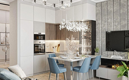 Дизайн интерьера кухни в четырёхкомнатной квартире 87 кв.м в современном стиле 4