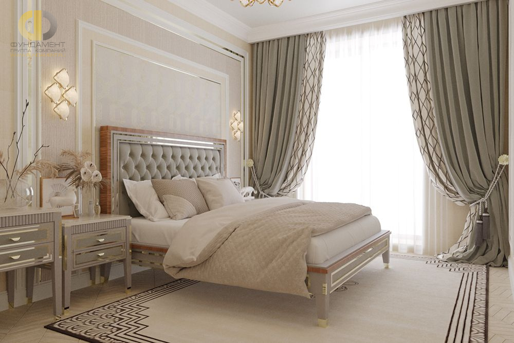 Спальня в стиле дизайна арт-деко (ар-деко) по адресу г. Москва, ул. Вавилова, 4, 2020 года