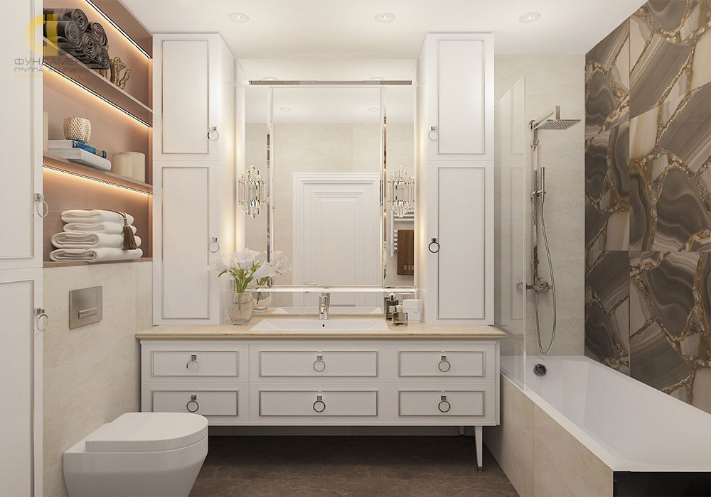 Дизайн интерьера ванной в 4-комнатной квартире 136 кв. м в стиле неоклассика 24
