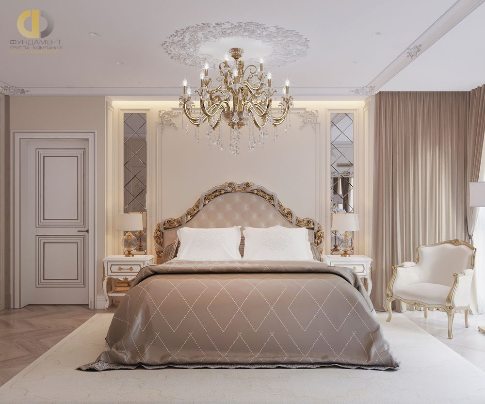 Дизайн интерьера спальни в четырёхкомнатной квартире 132 кв.м в классическом стиле23