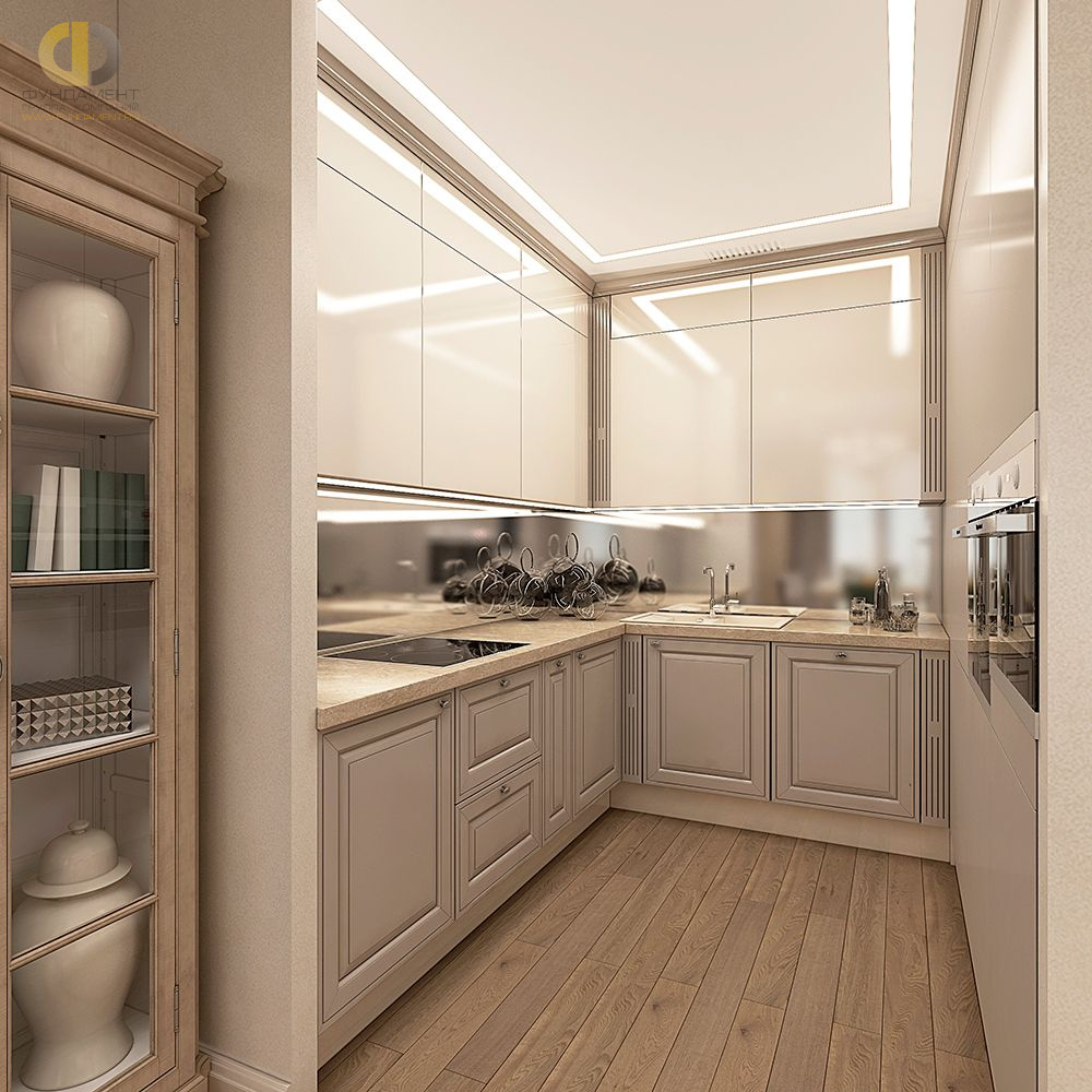 Кухня в стиле дизайна классицизм по адресу г. Москва, бул. Ходынский, д. 2, 2018 года