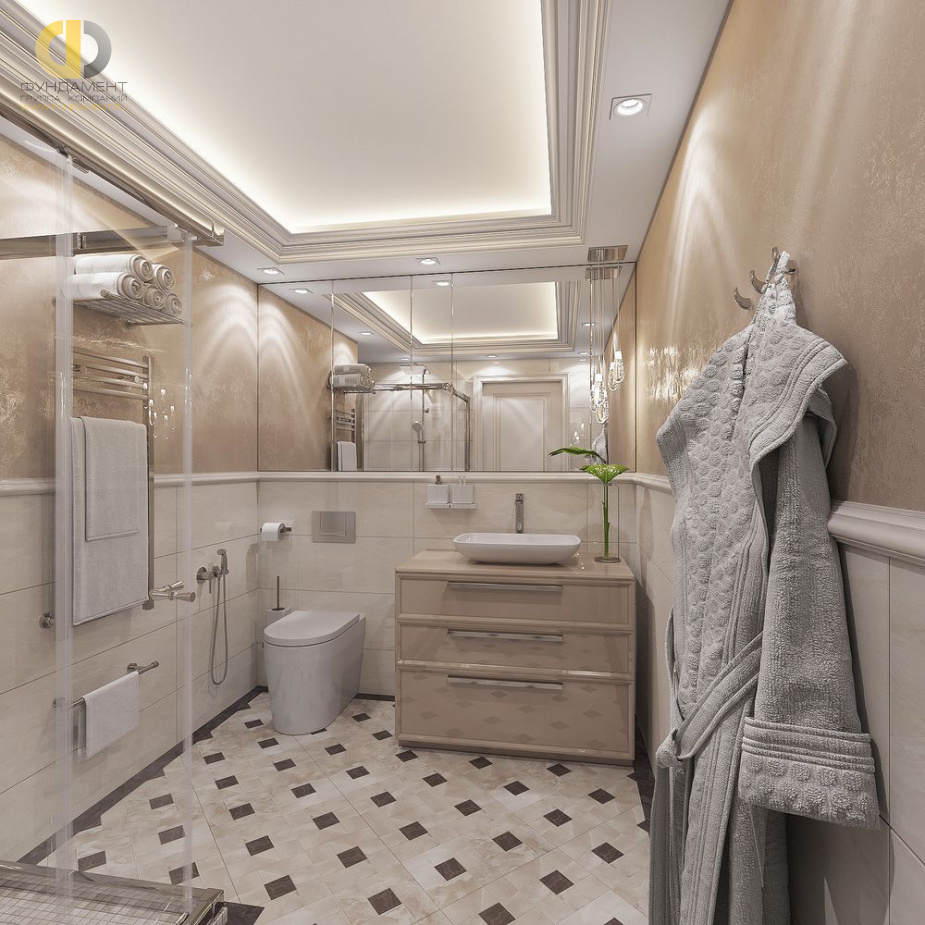 Дизайн интерьера ванной в доме 171 кв.м в стиле современная классика2