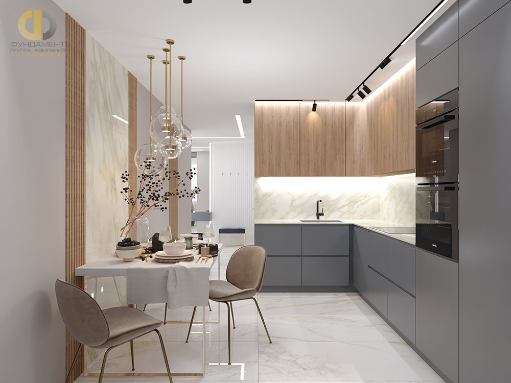 Кухня в стиле дизайна современный по адресу г. Москва, 6-я Радиальная улица, дом 3к. 1, 2021 года