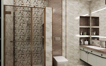 Дизайн интерьера ванной в четырехкомнатной квартире 126 кв.м в стиле неоклассика