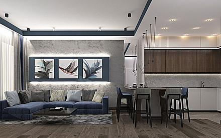 Дизайн интерьера гостиной в четырёхкомнатной квартире 107 кв.м в современном стиле10