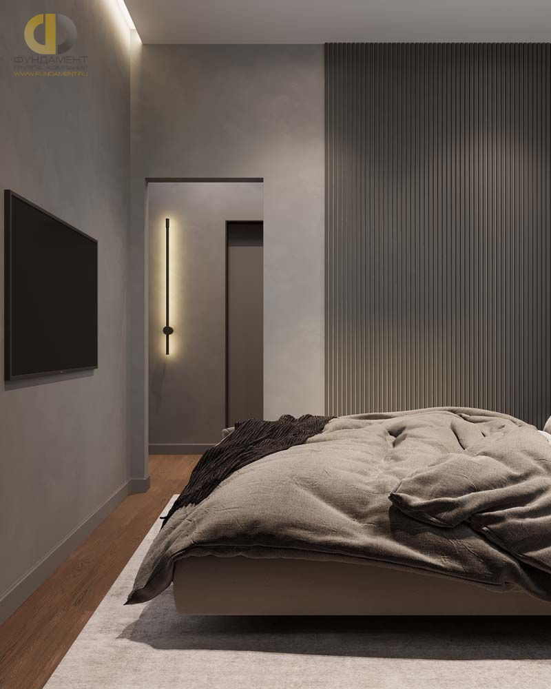 Дизайн спальни в синем цвете - фото