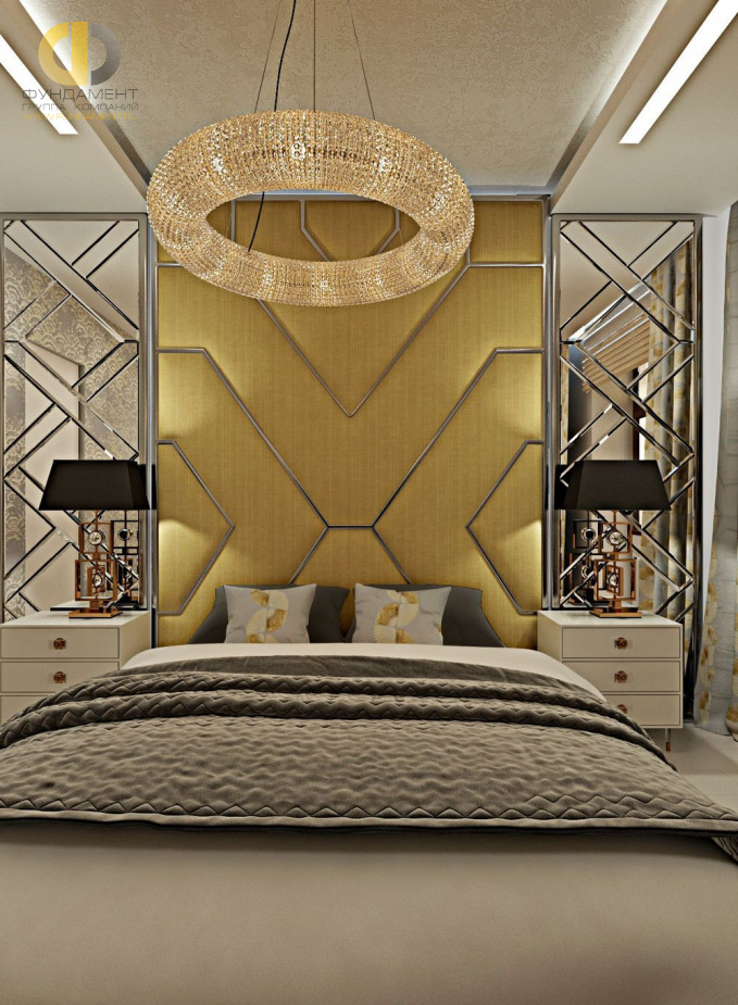 Дизайн интерьера спальни в трёхкомнатной квартире 95 кв.м в стиле ар-деко13
