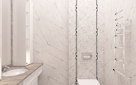 Дизайн интерьера ванной в четырёхкомнатной квартире 165 кв.м в классическом стиле с элементами лофт1