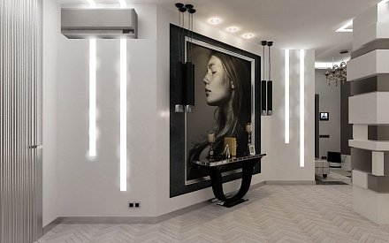 Дизайн интерьера коридора в 3-комнатной квартире 144 кв. м