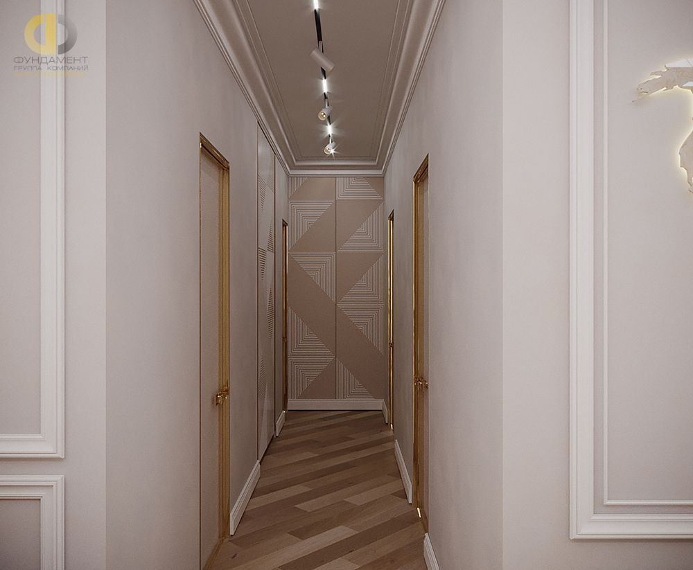 Дизайн коридора в светло-сером цвете - фото