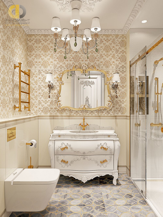 Дизайн интерьера ванной в четырёхкомнатной квартире 144 кв. м в стиле классицизм 19
